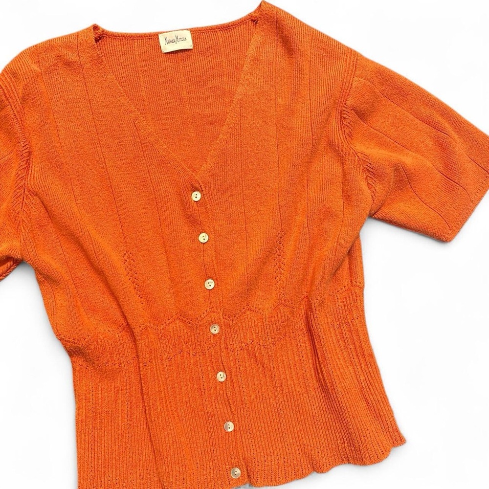 Neiman Marcus Vibrant Orange Knit Top